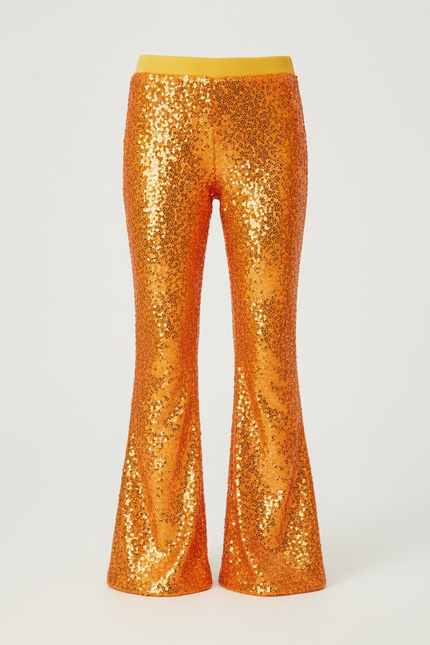 Pantalon Patte D'Éléphant Orange Paillettes Évasé Confortable Fille - Polyester - vue 3