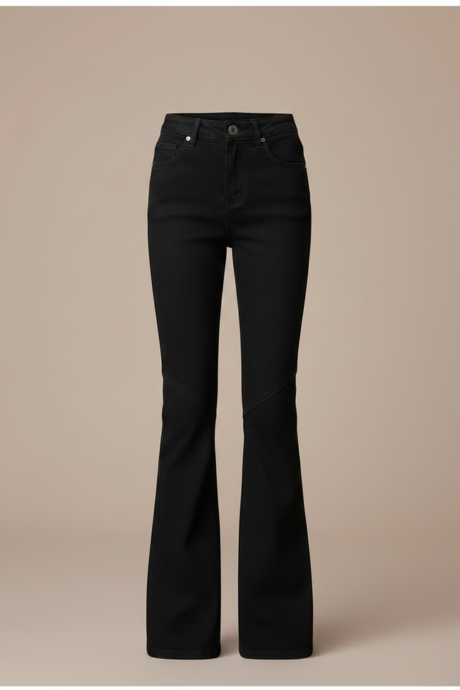 Pantalon Patte D'Éléphant Noir Denim Évasé Taille Haute - Jean - vue 3
