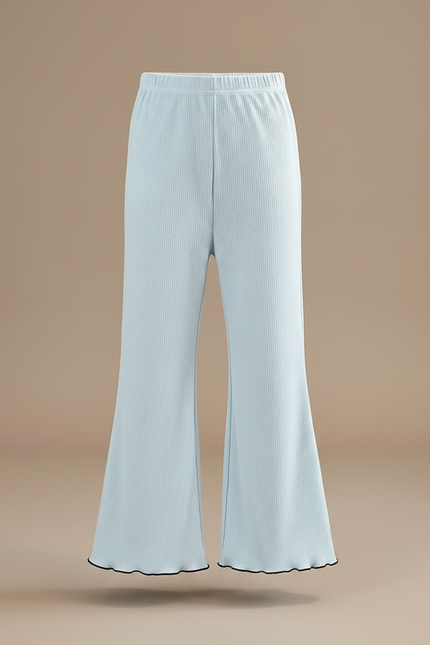 Pantalon Patte D'Éléphant Bleu Côtelé Ondulé Confortable Enfant - Maille - vue 3