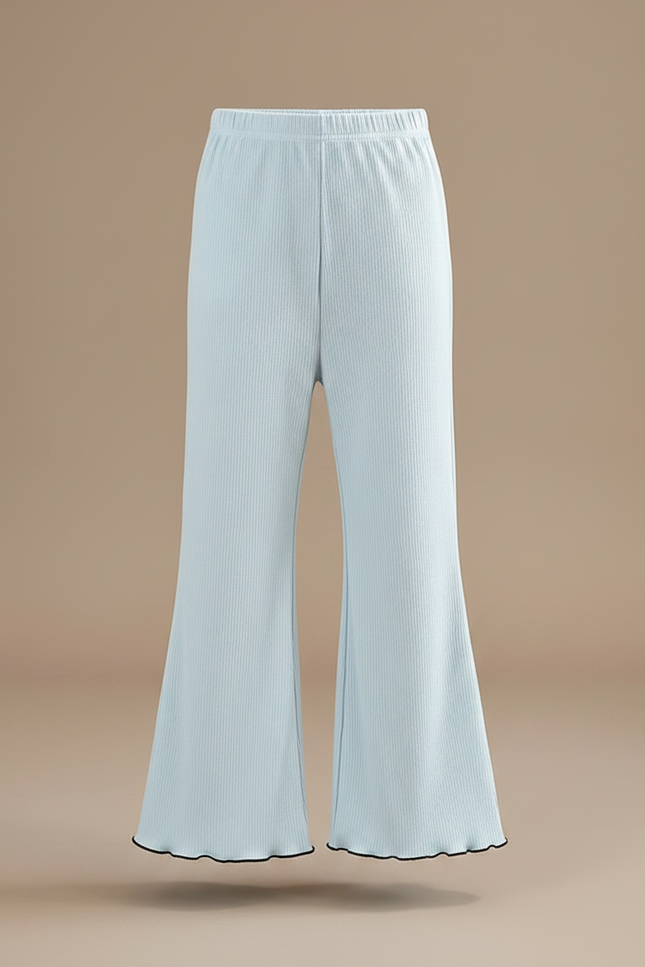 Pantalon Patte D'Éléphant Bleu Côtelé Ondulé Confortable Enfant - Maille - vue 3