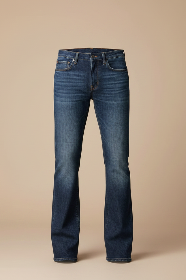 Pantalon Patte D'Éléphant Homme Jean Bleu Classique Évasé - vue 3