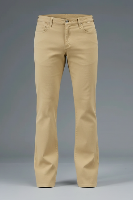 Pantalon Patte D'Éléphant Beige Clair Coupe Bootcut Homme - Gabardine - vue 3