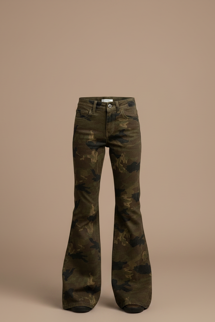 Pantalon Patte D'Éléphant Camouflage Militaire Évasé Enfant - Imprimé Jean - vue 3
