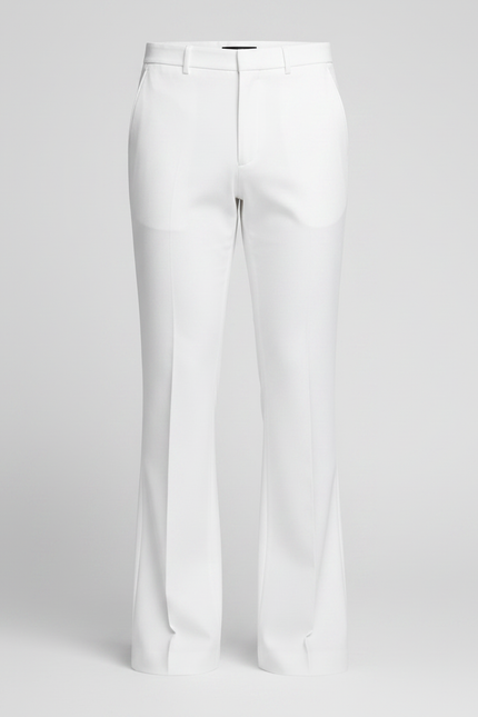 Pantalon Patte D'Éléphant Blanc Homme Évasé Élégant Décontracté - Gabardine - vue 3