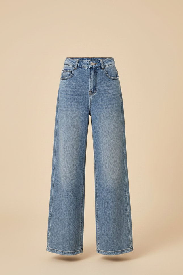 Pantalon Patte D'Éléphant Denim Bleu Large Décontracté Fille - Jean - vue 3