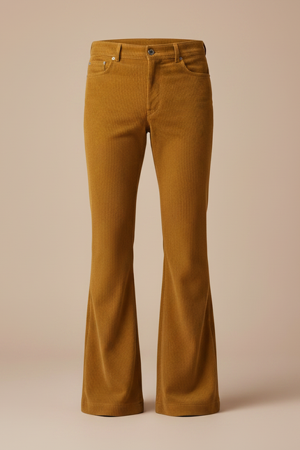 Pantalon Patte D'Éléphant Velours Côtelé Marron Évasé Vintage Homme - Cordé - vue 3