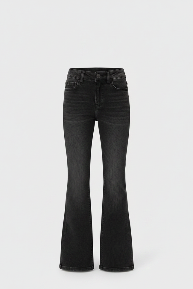 Pantalon Patte D'Éléphant Noir Denim Évasé Taille Haute Fille - Jean - vue 3
