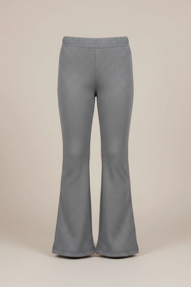 Pantalon Patte D'Éléphant Gris Côtelé Évasé Enfant - Maille - vue 3