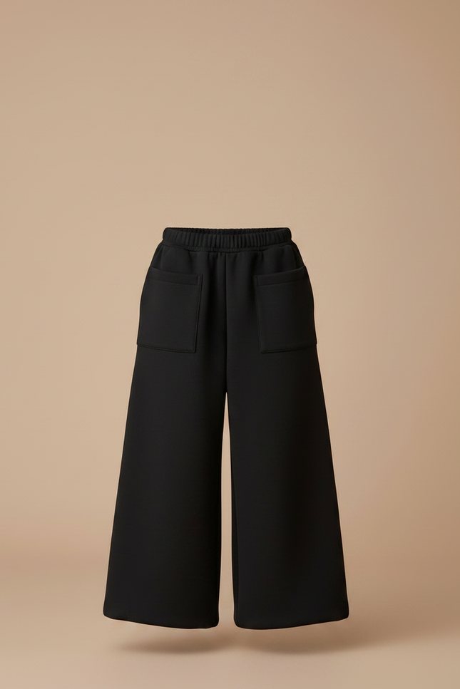 Pantalon Patte D'Éléphant Noir Ample Molleton Enfant Confortable - vue 3