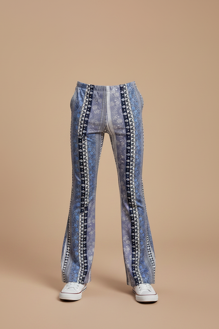 Pantalon Patte D'Éléphant Imprimé Bleu Élastique Ajusté Enfant - Polyester - vue 3