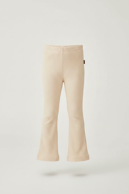 Pantalon Patte D'Éléphant Beige Côtelé Évasé Enfant Décontracté - Maille - vue 3