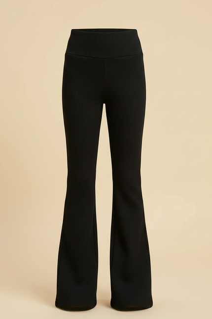 Pantalon Patte D'Éléphant Noir Côtelé Évasé Taille Haute - Maille - vue 3