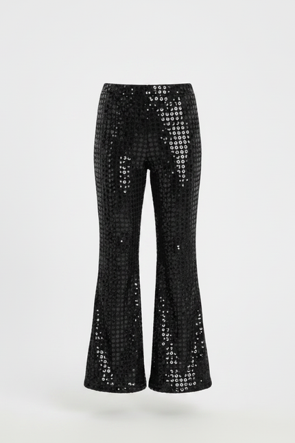 Pantalon Patte D'Éléphant Noir Paillettes Évasé Brillant Fille - Polyester - vue 3