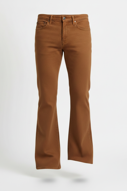 Pantalon Patte D'éléphant Homme Occasion - Marron Gabardine - vue 3