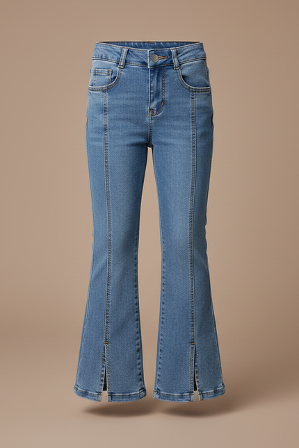 Pantalon Patte D'Éléphant Jean Bleu Fendu Évasé Enfant - vue 3