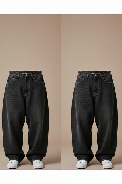 Pantalon Patte D'Éléphant Jean Gris Ample Vintage Homme - vue 3