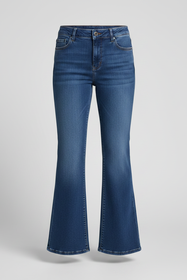 Pantalon Patte D'Éléphant Denim Bleu Élastique Confortable Fille - Jean - vue 3