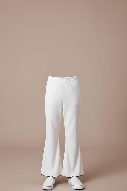 Pantalon Patte D'Éléphant Blanc Côtelé Évasé Confortable Enfant - Cordé - vue 3