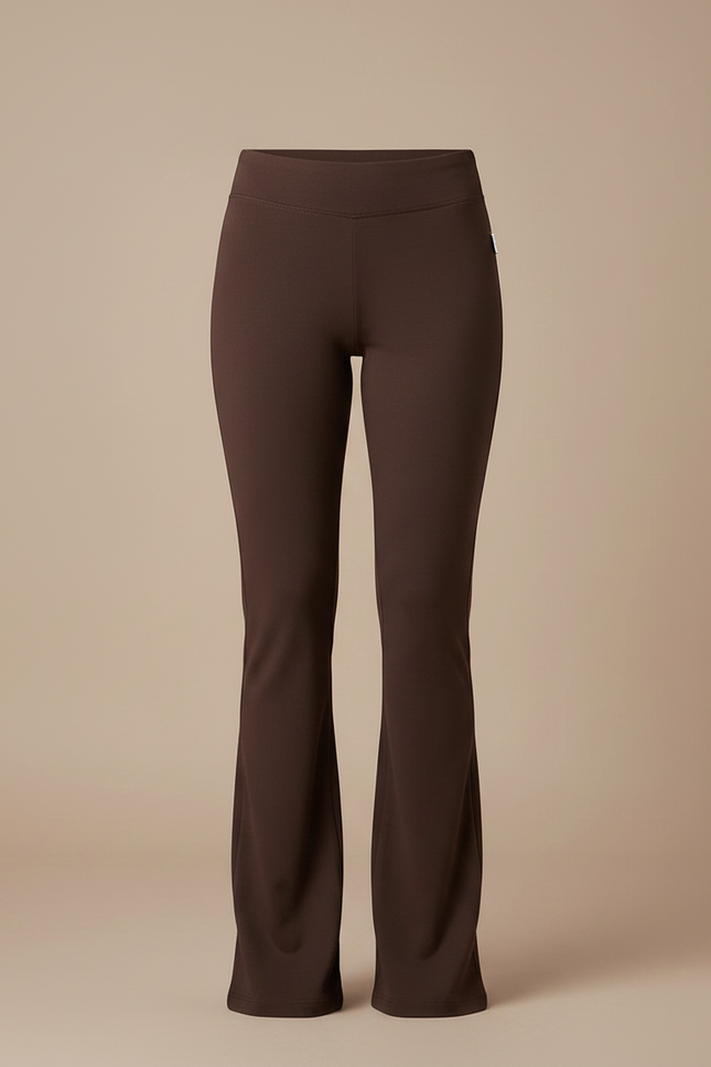 Pantalon Patte D'Éléphant Marron Évasé Confortable Yoga Femme - Maille - vue 3