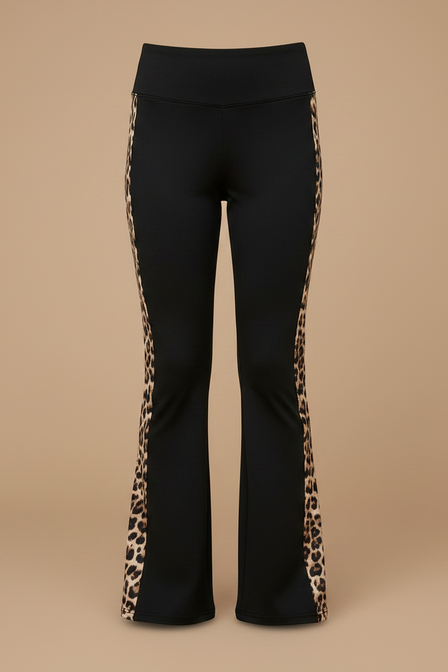 Pantalon Patte D'Éléphant Noir Imprimé Léopard Fille Sport Chic - Polyester - vue 3