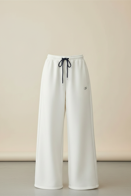 Pantalon Patte D'Éléphant Blanc Ample Molletonné Décontracté Brodé - vue 3