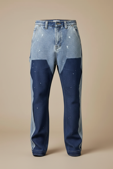 Pantalon Patte D'Éléphant Jean Bicolore Décontracté Peintures Évasé Homme - Multicolore - vue 3