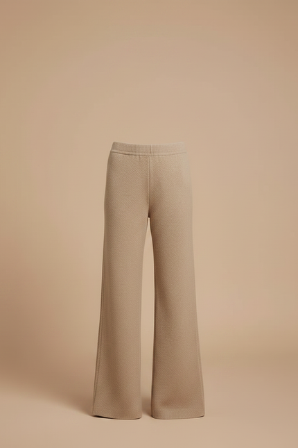 Pantalon Patte D'Éléphant Beige Tricoté Ample Confortable Fille - Maille - vue 3