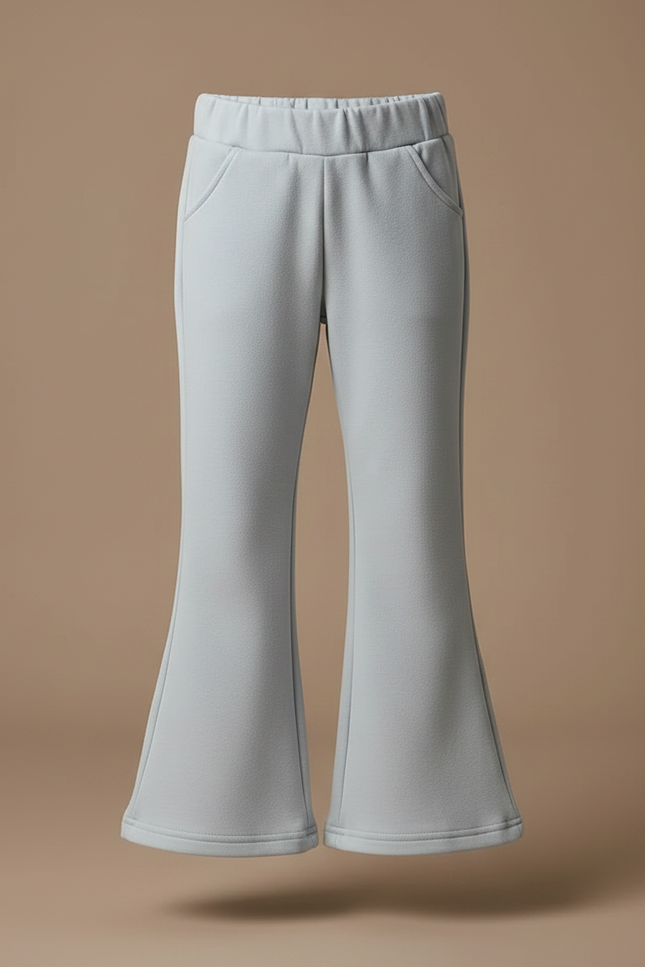 Pantalon Patte D'Éléphant Enfant Côtelé Gris Clair Confortable - Bleu Molleton - vue 3