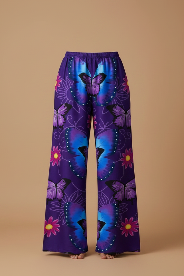 Pantalon Patte D'éléphant Fluide - Violet Viscose - vue 3