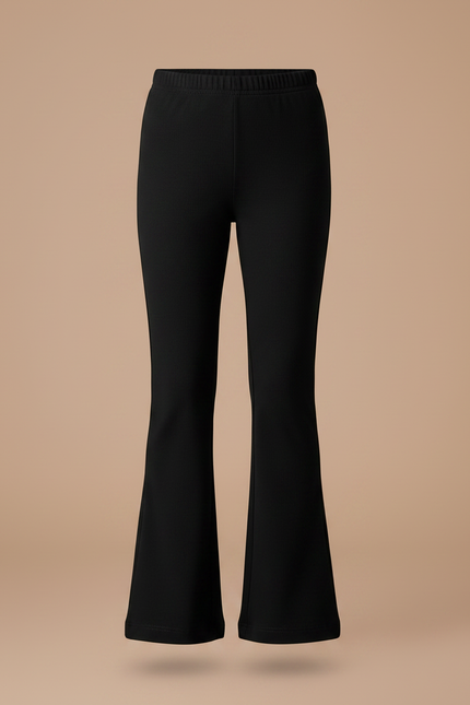 Pantalon Patte D'Éléphant Noir Uni Confortable Évasé - Maille - vue 3