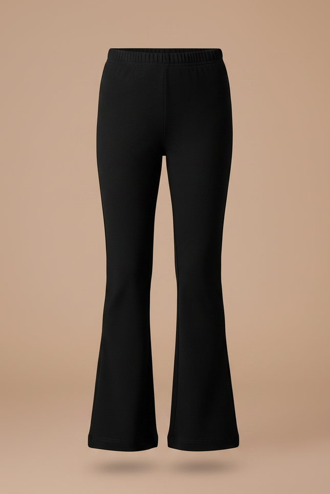 Pantalon Patte D'Éléphant Noir Uni Confortable Évasé - Maille - vue 3