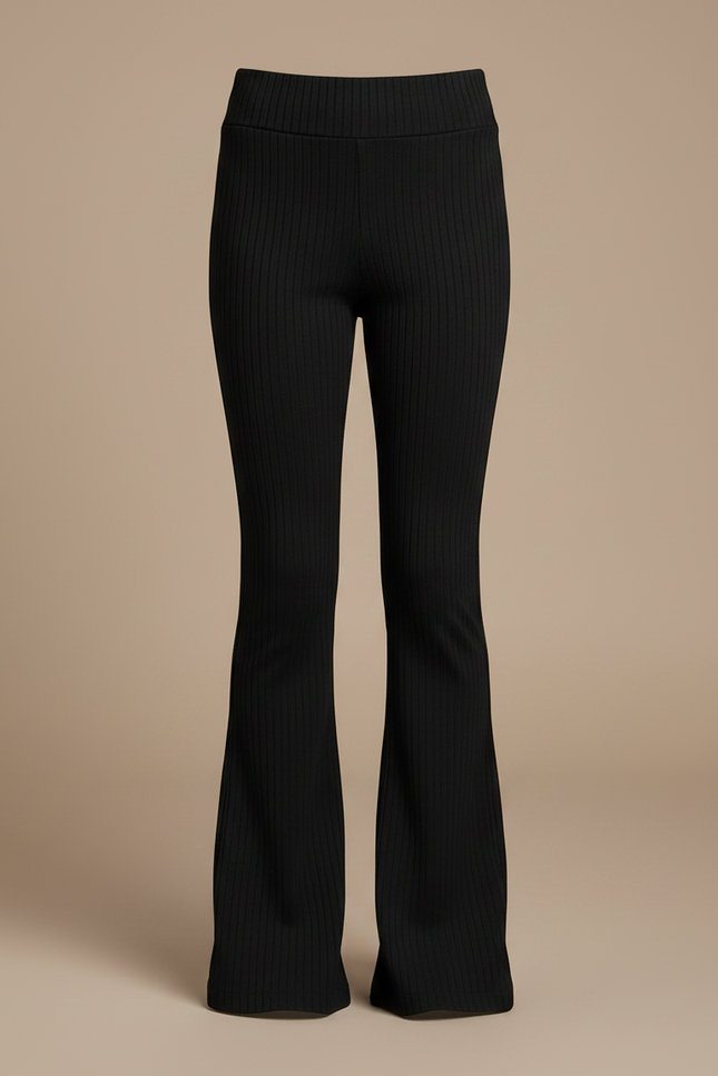 Pantalon Patte D'Éléphant Noir Côtelé Évasé Confortable - Maille - vue 3
