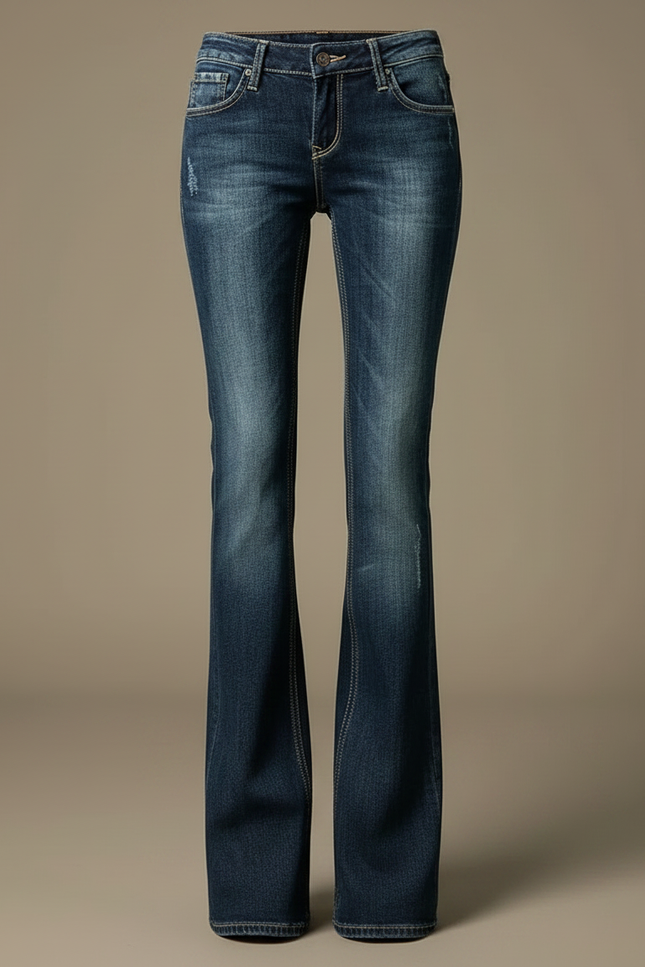 Pantalon Patte D'Éléphant Jean Bleu Délavé Taille Basse - vue 3