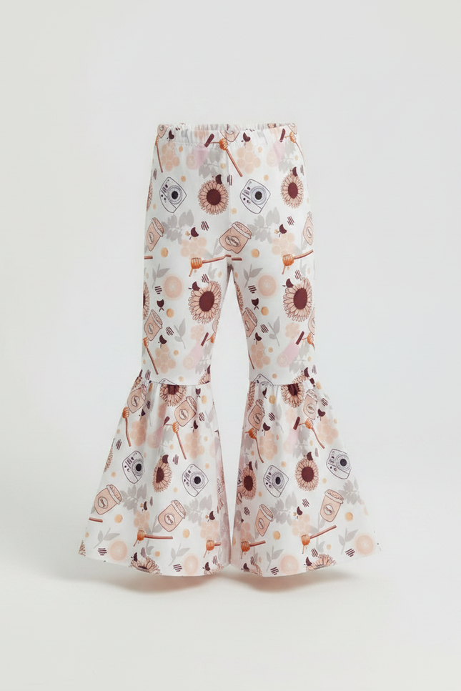 Pantalon Patte D'Éléphant Imprimé Floral Blanc Confortable Fille - Polyester - vue 3