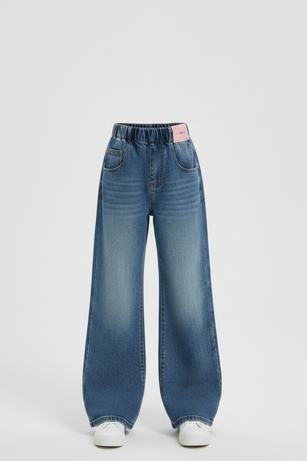 Pantalon Patte D'Éléphant Jean Bleu Délavé Large Enfant - vue 3