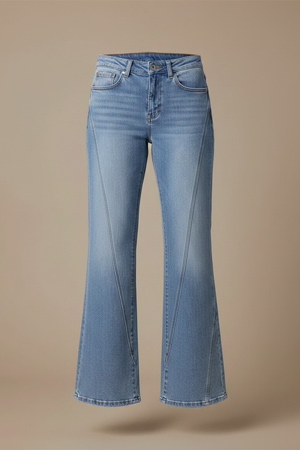 Pantalon Patte D'Éléphant Jean Bleu Clair Décontracté Évasé - vue 3