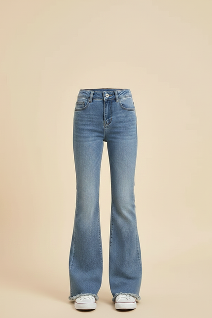 Pantalon Patte D'Éléphant Denim Bleu Clair Taille Haute - Jean - vue 3