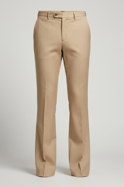 Pantalon Patte D'Éléphant Beige Homme Évasé Élégant Décontracté - Gabardine - vue 3