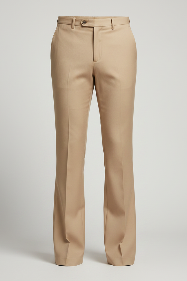 Pantalon Patte D'Éléphant Beige Homme Évasé Élégant Décontracté - Gabardine - vue 3
