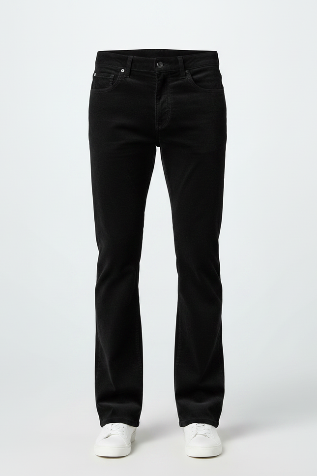 Pantalon Patte D'Éléphant Noir Côtelé Décontracté Homme Évasé - Cordé - vue 3