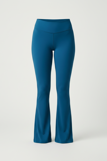 Pantalon Patte D'Éléphant Bleu Canard Taille Haute Fluide Yoga - Polyester - vue 3