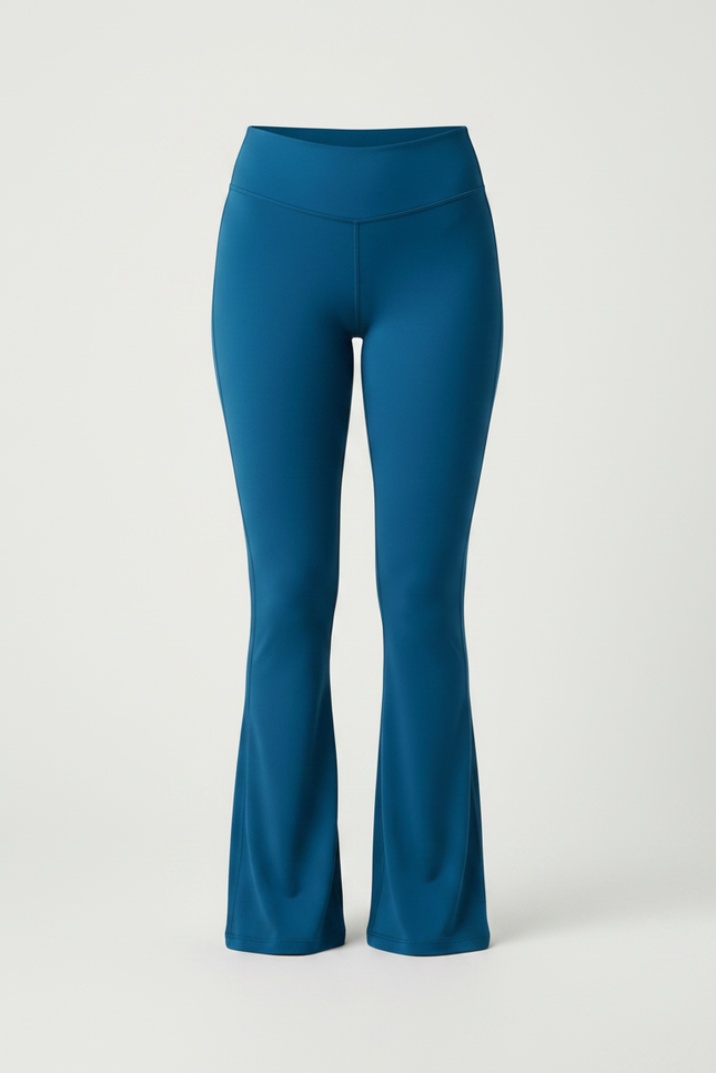 Pantalon Patte D'Éléphant Bleu Canard Taille Haute Fluide Yoga - Polyester - vue 3