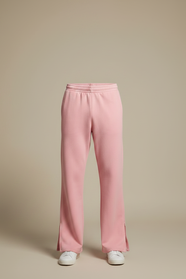 Pantalon Patte D'Éléphant Rose Ample Évasé Zippé Brodé - Molleton - vue 3