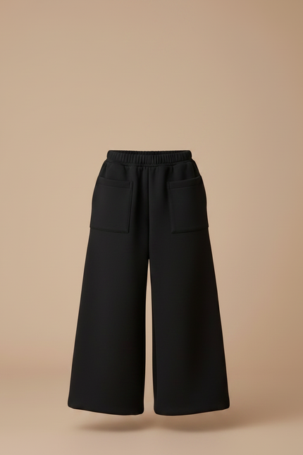Pantalon Patte D'Éléphant Noir Ample Molleton Enfant Confortable - vue 3