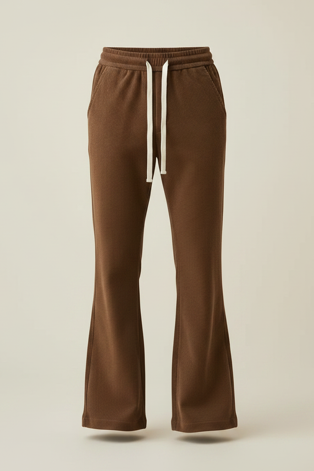Pantalon Patte D'Éléphant Côtelé Marron Décontracté Homme Ample - Cordé - vue 3