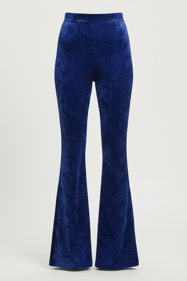Pantalon Patte D'Éléphant Velours Bleu Royal Taille Haute - vue 3