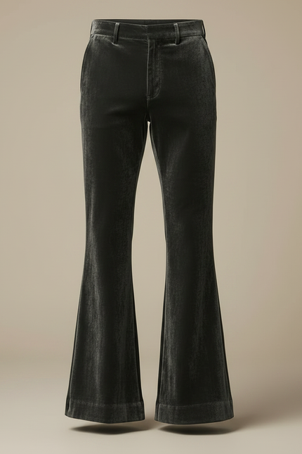Pantalon Patte D'Éléphant Velours Gris Homme Évasé Chic - vue 3