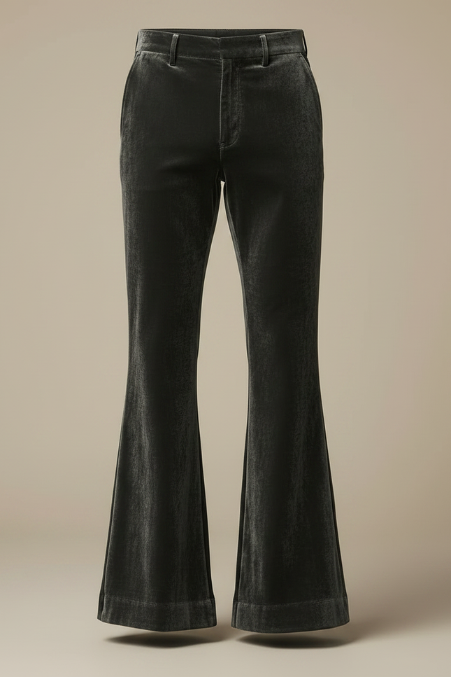 Pantalon Patte D'Éléphant Velours Gris Homme Évasé Chic - vue 3