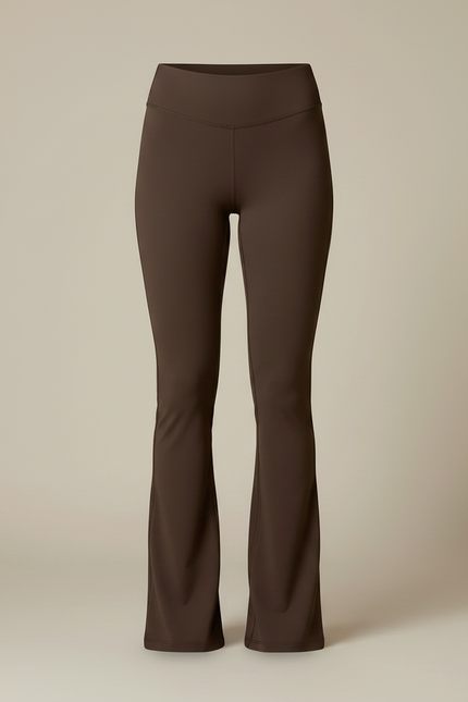Pantalon Patte D'Éléphant Marron Taille Haute Évasé Confortable - Polyester - vue 3