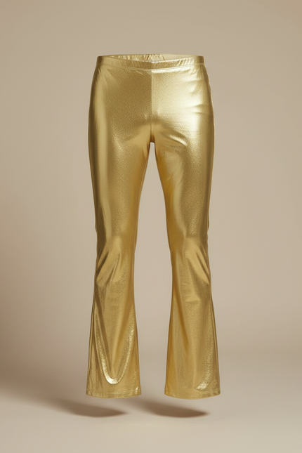 Pantalon Patte D'éléphant Brillant - Doré Polyester - vue 3